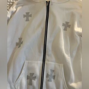 White rhinestone cross sweatshirt